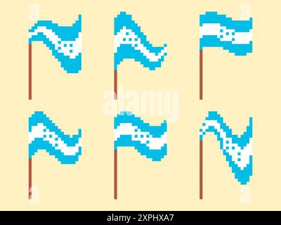 Honduras Pixel Flag Symbole gesetzt. Schwenkende Flagge von Honduras im 8-Bit-Retro-Grafikstil der 80er Jahre Pixeldesign für Banner und Poster. Vektorillustrat Stock Vektor
