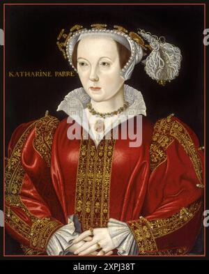 Catherine Parr (1512–1548), sechste und letzte Ehefrau von Heinrich VIII. Von England von William Scrots Oil auf dem Tafelporträt c1545 (Katherine Parre) Queen Consort of England Stockfoto