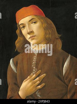 Bildnis eines Jünglings 1482-1485, Porträt einer Jugend, Gemälde von Sandro Botticelli 1. März 1445 - 1510, einer der bedeutendsten italienischen Maler Stockfoto