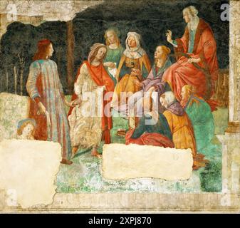 Junger Mann vor den Sieben Freien Künsten um 1484, junger Mann vor den sieben freien Künsten, Gemälde von Sandro Botticelli 1. März 1445 - 1510, einer Stockfoto