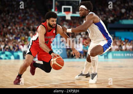 Paris, Frankreich. August 2024. Julien Mattia/Le Pictorium - Basketball 5x5 - 1/4 Finale - Frankreich-Kanada - Paris 2024 - 06/08/2024 - Frankreich/seine Saint Denis/Paris - 5x5 Basketball Viertelfinale zwischen Frankreich und Kanada bei den Olympischen Spielen in Paris, Arena Bercy, 6. August 2024. Quelle: LE PICTORIUM/Alamy Live News Stockfoto