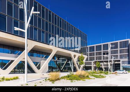 FLUGHAFEN MÜNCHEN, DEUTSCHLAND - 8. AUGUST 2024: AirportAcademy am LabCampus in der Nähe des Münchner Flughafens MUC. Die neue AirportAcademy am Flughafen München ist die SEC Stockfoto
