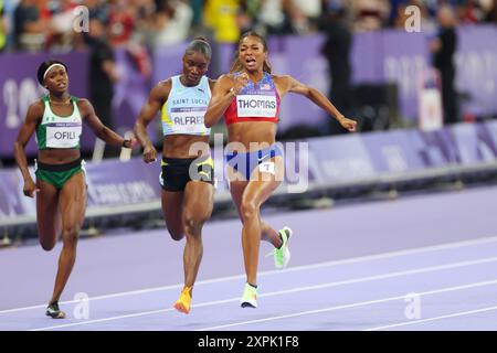 Saint-Denis, Frankreich. August 2024. THOMAS Gabrielle (USA) Leichtathletik : 200-m-Finale der Frauen während der Olympischen Spiele 2024 in Paris im Stade de France in Saint-Denis, Frankreich. Quelle: YUTAKA/AFLO SPORT/Alamy Live News Stockfoto