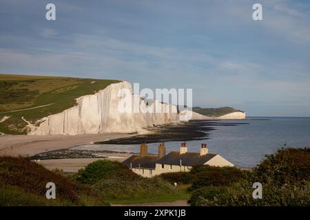 Coastguard Cottages, Sieben Schwestern, Cuckmere Haven Stockfoto