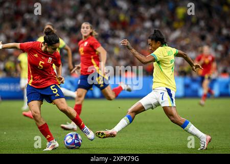 Paris, Frankreich. August 2024. Kerolin von Brasilien während des Halbfinales des Frauenfußballs zwischen Brasilien und Spanien bei den Olympischen Spielen 2024 in Paris im Velodrome-Stadion in Marseille, Frankreich. (Richard Callis/SPP) Credit: SPP Sport Press Photo. /Alamy Live News Stockfoto