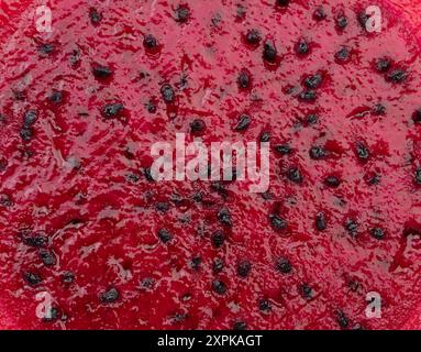 Textur von Fruchtfleisch aus rotem Drachen, Makroaufnahme Stockfoto