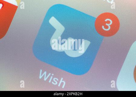 OSTRAVA, TSCHECHIEN - 27. JULI 2024: Symbol für den Wunsch der mobilen App auf dem LCD-Bildschirm des Smartphones Stockfoto