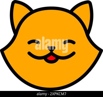 Farbsymbol für Cat Head. Katzengesicht auf weißem Hintergrund, Haustier. Tiere. Isolierte Vektordarstellung. Stock Vektor