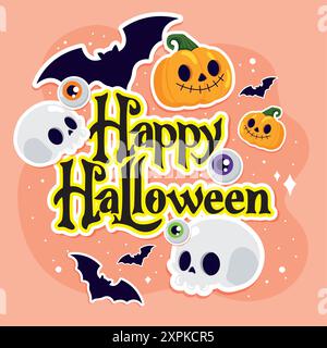 Happy Halloween Poster Vektor Stock Vektor