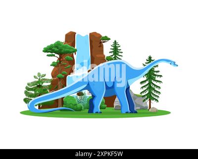 Cartoon prähistorische Dinosaurier-Echse, Haplocanthosaurus im Dschungel-Wald, Vektor-Dino-Charakter. Prähistorischer Dinosaurier aus der jurassischen Zeit, Haplocant Stock Vektor
