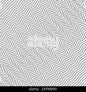 Wellenlinienmuster. Abstraktes Vektordesign. Schwarzweiß-Wellen. Nahtlose geometrische Textur. Stock Vektor