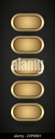 Satz von FÜNF Premium-Tasten Design, Vektor-Illustration Design mit goldenen, Luxus Ellipse Tasten und Premium Rahmen Vektor Illustration Stock Vektor