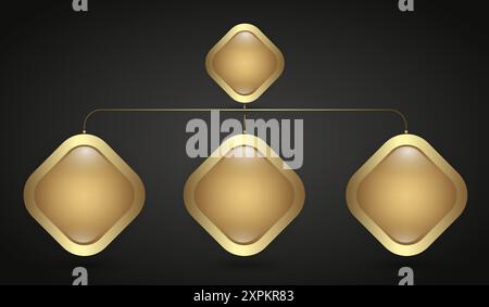 Diagramm von Gold und Premium rechteckige Tasten Design, Vektor, Illustrationsstil mit auf dunklem Hintergrund Stock Vektor