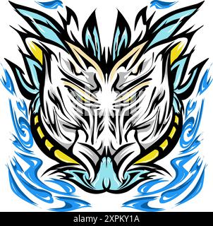Illustration eines weißen Schweinestamms-Maskottchenaufklebers. Perfekt für Tattoos, Aufkleber, Hüte, Kleidung, Logos, Symbole Stock Vektor