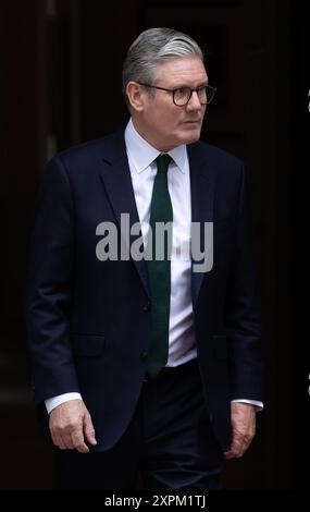 London, Großbritannien. August 2024. Der britische Premierminister Keir Starmer erwartet die Ankunft des Sultans von Oman Haitham bin Tariq Al Said in Downing Street Credit: SOPA Images Limited/Alamy Live News Stockfoto