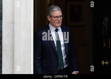 London, Großbritannien. August 2024. Der britische Premierminister Keir Starmer erwartet die Ankunft des Sultans von Oman Haitham bin Tariq Al Said in Downing Street Credit: SOPA Images Limited/Alamy Live News Stockfoto