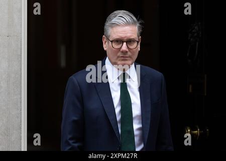 London, Großbritannien. August 2024. Der britische Premierminister Keir Starmer erwartet die Ankunft des Sultans von Oman Haitham bin Tariq Al Said in der Downing Street (Foto: Tejas Sandhu/SOPA Images/SIPA USA) Credit: SIPA USA/Alamy Live News Stockfoto