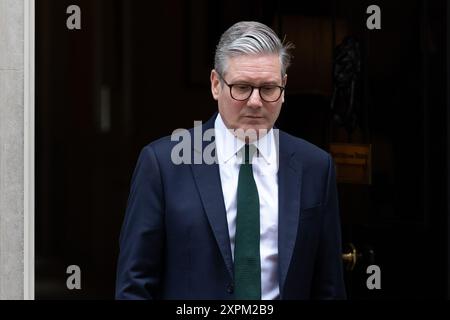 London, Großbritannien. August 2024. Der britische Premierminister Keir Starmer erwartet die Ankunft des Sultans von Oman Haitham bin Tariq Al Said in der Downing Street (Foto: Tejas Sandhu/SOPA Images/SIPA USA) Credit: SIPA USA/Alamy Live News Stockfoto