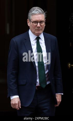 London, Großbritannien. August 2024. Der britische Premierminister Keir Starmer erwartet die Ankunft des Sultans von Oman Haitham bin Tariq Al Said in der Downing Street (Foto: Tejas Sandhu/SOPA Images/SIPA USA) Credit: SIPA USA/Alamy Live News Stockfoto