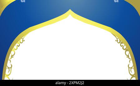 Ramadan und muslimische Feiertage Hintergrund mit einer Moschee Kuppel in verlaufenen blauen und goldenen Linien Stock Vektor