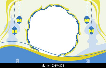 Hintergrund mit Ramadan- und Eid-Thema, mit blauer Farbe und Laternen Stock Vektor