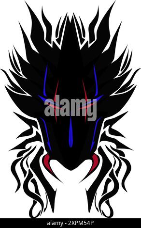 Kopfbewohner-Tattoo. Perfekt für Tribal-Tattoos, Aufkleber, Bannerdesign-Elemente und Poster Stock Vektor