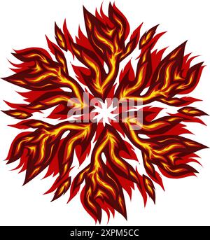 Illustration des Feuermandalas. Perfekt für Tattoos, T-Shirt-Designs, Hüte, Poster, Banner, Karten Stock Vektor