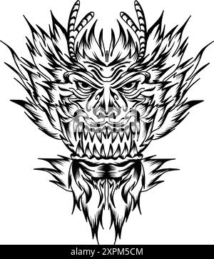 Illustration eines Stammestattoos eines wilden Tieres. Perfekt für T-Shirts, Kleidung, Hüte, Aufkleber Stock Vektor