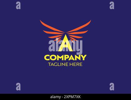 Letter A Logo, Wings oder Wing Logo, mutiger, eleganter und abenteuerlicher Stil, für Unternehmen oder Unternehmen, Vogelkopf oder Schnabel Stock Vektor