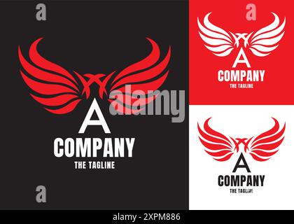 Letter A Logo, Wings oder Wing Logo, mutiger, eleganter und abenteuerlicher Stil, für Unternehmen oder Unternehmen, Vogelkopf oder Schnabel Stock Vektor