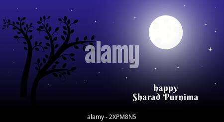 Happy sharad purnima Festival horizontale Banner Illustration Stock Vektor