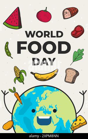 Handgezeichnete vertikale Banner-Illustration des Welternährungstages Stock Vektor