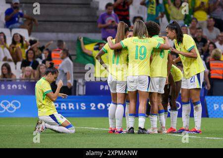 Marseille, Frankreich. August 2024. Sylvain Rostaing/Le Pictorium - Fußball - Halbfinale der Frauen - Brasilien-Spanien - Paris 2024 - 06/08/2024 - Frankreich/Provence-Alpes-Cote d'Azur/Marseille - das Halbfinale der Frauen zwischen Brasilien und Spanien bei den Olympischen Spielen in Paris im Stade de Marseille. Quelle: LE PICTORIUM/Alamy Live News Stockfoto