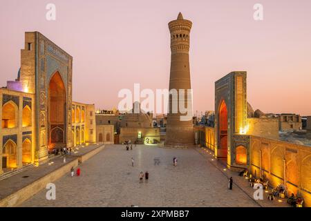 Po-i-Kalyan (POI Kalan) Moschee Komplex und Kalyan (Kalon) Minaret, Buchara, Usbekistan Stockfoto