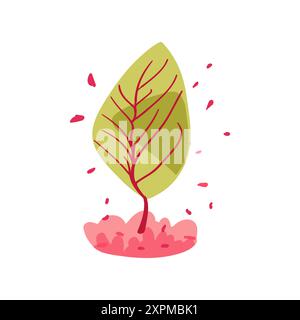 Handgezeichneter Zweig mit roten und Himbeeren. Einfaches Anlagendesign. Illustration des flachen Vektors. Sauber und dekorativ. Stock Vektor