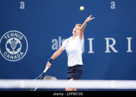 Toronto, Kanada. August 2024. Demi Schuurs of Netherlands in Aktion während des ersten Tages der National Bank Open in Toronto, Kanada am Dienstag, den 6. August 2024. (Foto: Michael Chisholm/SIPA USA) Credit: SIPA USA/Alamy Live News Stockfoto