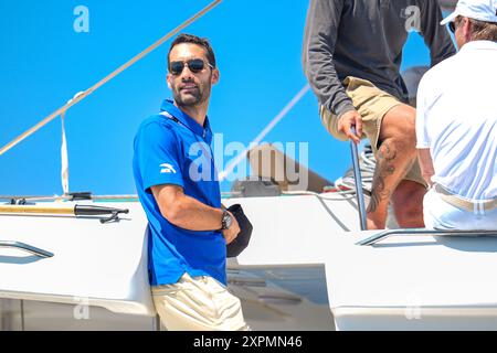 Marseille, Frankreich. August 2024. Martin Fourcade, Segeln, während der Olympischen Spiele in Paris 2024 am 6. August 2024 in Marseille Marina, Frankreich - Foto Norbert Scanella/Panorama/DPPI Media Credit: DPPI Media/Alamy Live News Stockfoto