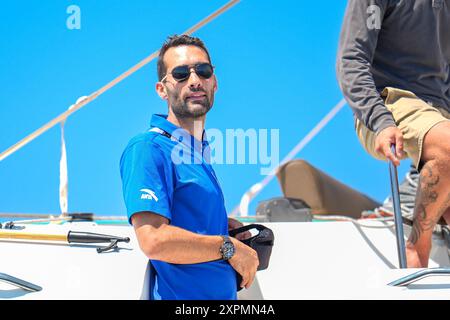 Marseille, Frankreich. August 2024. Martin Fourcade, Segeln, während der Olympischen Spiele in Paris 2024 am 6. August 2024 in Marseille Marina, Frankreich - Foto Norbert Scanella/Panorama/DPPI Media Credit: DPPI Media/Alamy Live News Stockfoto