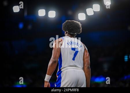 Paris, Frankreich. August 2024. Guerschon Yabusele (FRA) Paris 2024 Olympische Spiele Basketball - Viertelfinale der Männer Frankreich gegen Kanada Olympische Spiele 06.08.2024 Credit: Moritz Muller/Alamy Live News Stockfoto