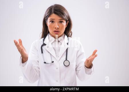 Porträt einer frustrierten Ärztin. Stockfoto