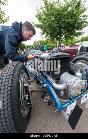 Der Vintage Sports Car Club, V.S.C.C. Prescott Speed Hill Climb Event, Prescott Hill, Gotherington, Gloucestershire, England, Großbritannien, August 2024. Stockfoto