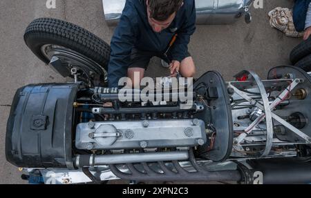 Der Vintage Sports Car Club, V.S.C.C. Prescott Speed Hill Climb Event, Prescott Hill, Gotherington, Gloucestershire, England, Großbritannien, August 2024. Stockfoto