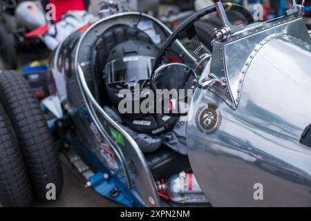 Der Vintage Sports Car Club, V.S.C.C. Prescott Speed Hill Climb Event, Prescott Hill, Gotherington, Gloucestershire, England, Großbritannien, August 2024. Stockfoto