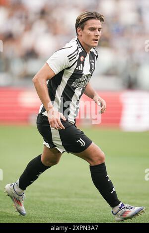 Torino, Italien. August 2024. Juventus' Nicolo' Fagioli während des Fußballspiels zwischen Juventus und Juvetus Next Gen im Allianz-Stadion in Turin, Nordwesten Italiens - Dienstag, 6. August 2024. Sport - Fußball . (Foto: Marco Alpozzi/Lapresse) Credit: LaPresse/Alamy Live News Stockfoto