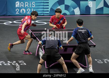 FRANKREICH. PARIS (75) (15. BEZIRK) PARIS OLYMPISCHE SPIELE 2024. 2024.08.06: IM PARC DES EXPOSITIONS IN PORTE DE VERSAILLES, TISCHTENNIS IN DER ARENA Stockfoto