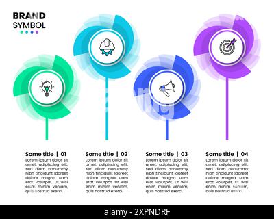 Infografik-Vorlage mit Symbolen und 4 Optionen oder Schritten. Propeller. Kann für Workflow-Layout, Diagramm, Banner und Webdesign verwendet werden. Vektorabbildung Stock Vektor