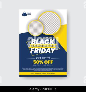 Black Friday Event Sonderangebot zum Produktpreis oder Fashion Sale Print Flyer oder Poster Template Design Stock Vektor