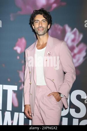 New York, NY, USA. August 2024. Justin Baldoni bei der NY-Premiere von IT Ends With US am 6. August 2024 im AMC Lincoln Square Theater in New York City Credit: RW/Media Punch/Alamy Live News Stockfoto