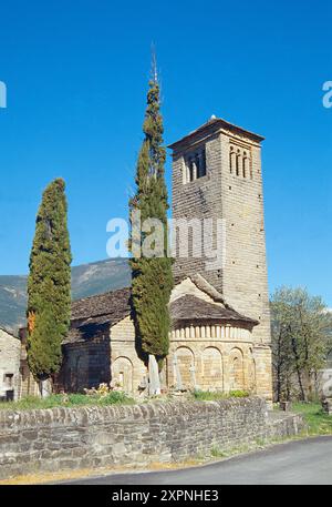 Kirche San Pedro. Larrede, Provinz Huesca, Aragon, Spanien. Stockfoto