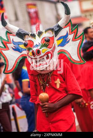 Teufelstänzer oder Diablos de Yare während der Fronleichnamsfeier in San Francisco de Yare, Staat Miranda, Venezuela Stockfoto